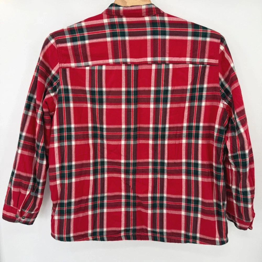 The North Face Flannel Shirt Jacket Mens 3XL Red Fort Point Plaid Sherpa NF0A4QP